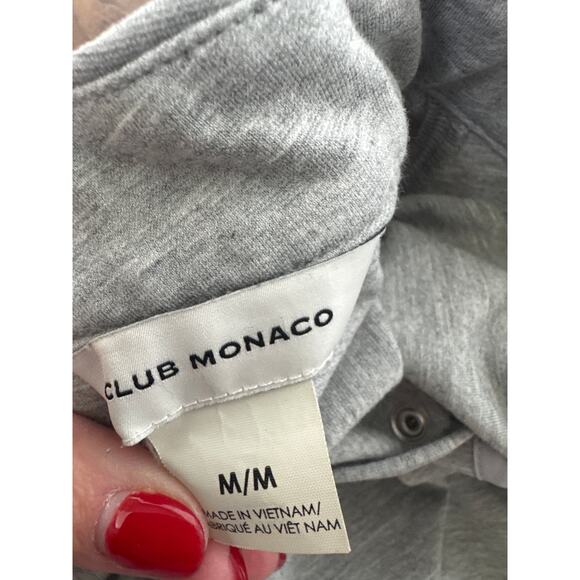 Club Monaco Mock Neck Snap-Back Button Shirt Heather Gray Women's Size Medium - Picture 5 of 9